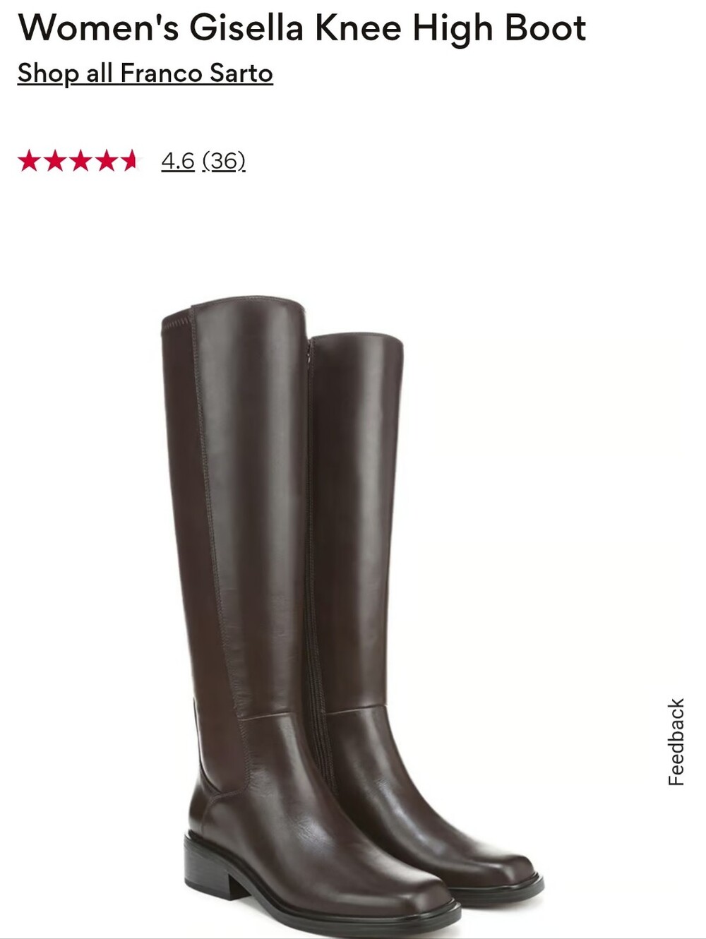 Franco Sarto - Gissella Style Tall Over-the-Knee Leather Boots in Dark Brown